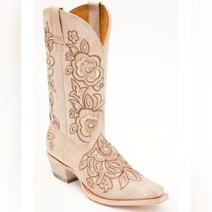 Shyanne Cream Floral Embroidered Heeled Boots
